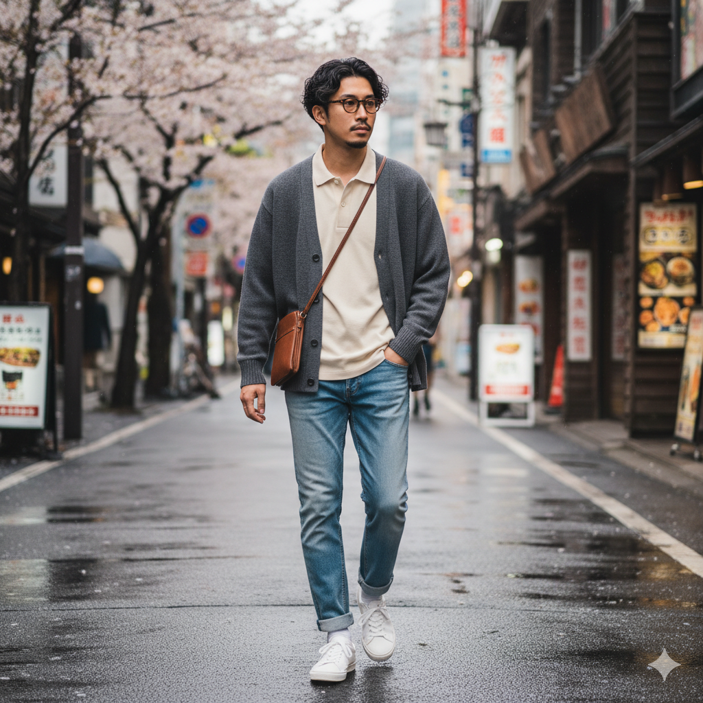 ポロシャツの上にカーディガンがダサい